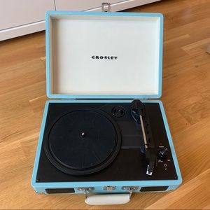 Crosley record player in light blue